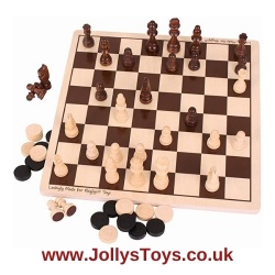 Wooden Draughts & Chess Set
